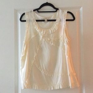 J. Crew Cream Ruffle Tank